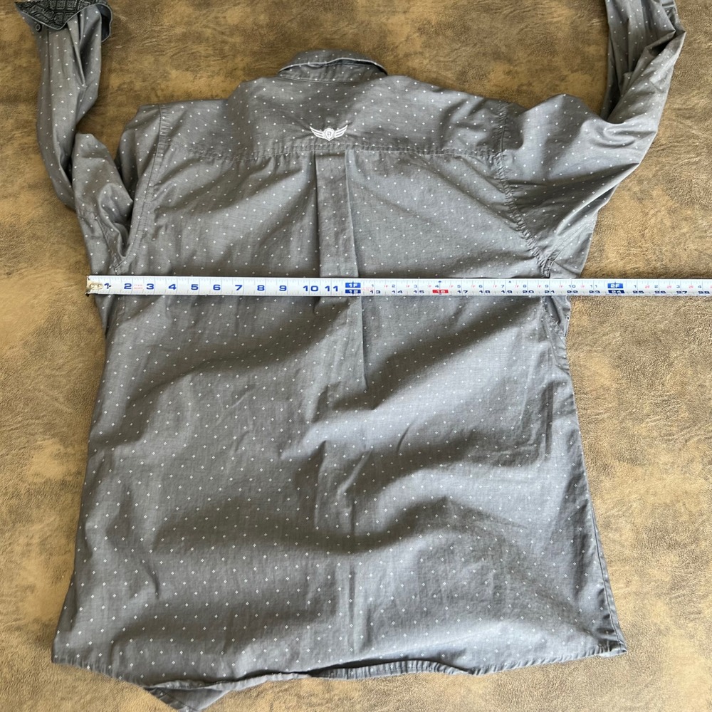 Ariat Relentless Button Down Shirt Mens Small Gray Diamond Print Long Sleeve - Picture 4 of 7